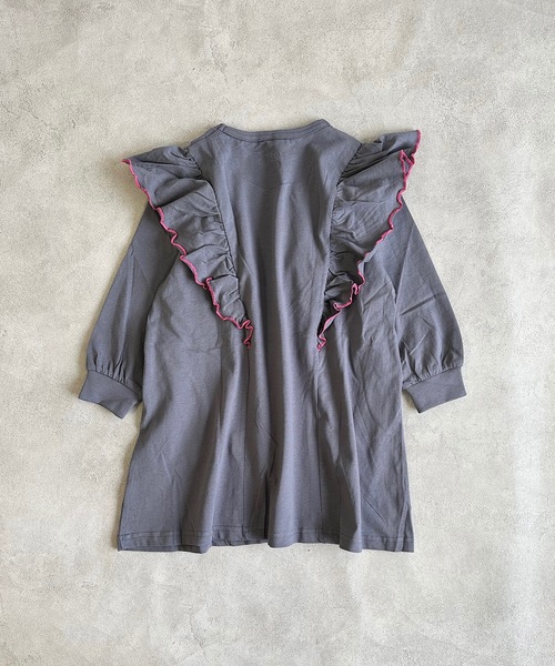 Life Support Products(ライフサポートプロダクツ)の「【COTTON from U.S.A】長袖ラッフルワンピース(90~150cm)(ワンピース・キッズ・ライトグリーン/ラベンダー/チャコール・90/100/110/120/130/140/150)」の5枚目の写真