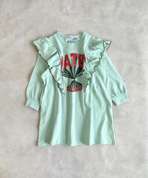 Life Support Products(ライフサポートプロダクツ)の「【COTTON from U.S.A】長袖ラッフルワンピース(90~150cm)(ワンピース・キッズ・ライトグリーン/ラベンダー/チャコール・90/100/110/120/130/140/150)」の8枚目の写真