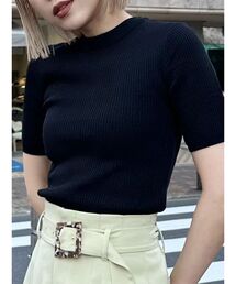 MURUA | ハーフスリーブタイトリブニット(ニット/セーター)