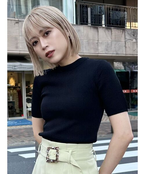 MURUA（ムルーア）の「ハーフスリーブタイトリブニット（ニット/セーター・レディース・ホワイト/ブラック/ブルー・FREE）」の17枚目の写真