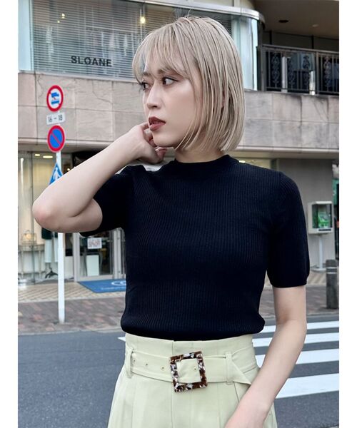 MURUA（ムルーア）の「ハーフスリーブタイトリブニット（ニット/セーター・レディース・ホワイト/ブラック/ブルー・FREE）」の19枚目の写真