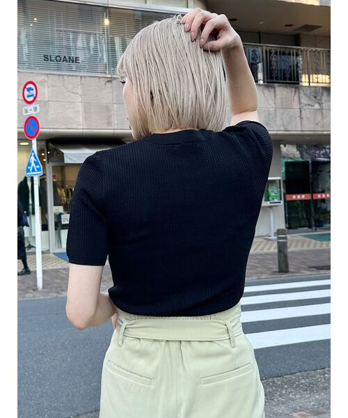 MURUA（ムルーア）の「ハーフスリーブタイトリブニット（ニット/セーター・レディース・ホワイト/ブラック/ブルー・FREE）」の20枚目の写真