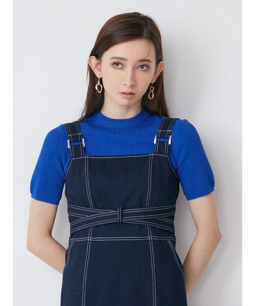 MURUA（ムルーア）の「ハーフスリーブタイトリブニット（ニット/セーター・レディース・ホワイト/ブラック/ブルー・FREE）」の21枚目の写真