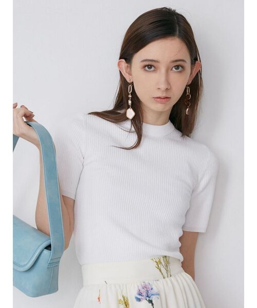 MURUA（ムルーア）の「ハーフスリーブタイトリブニット（ニット/セーター・レディース・ホワイト/ブラック/ブルー・FREE）」の22枚目の写真