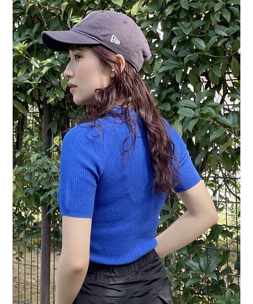 MURUA（ムルーア）の「ハーフスリーブタイトリブニット（ニット/セーター・レディース・ホワイト/ブラック/ブルー・FREE）」の11枚目の写真