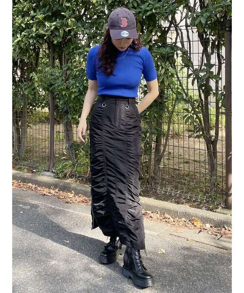 MURUA（ムルーア）の「ハーフスリーブタイトリブニット（ニット/セーター・レディース・ホワイト/ブラック/ブルー・FREE）」の12枚目の写真