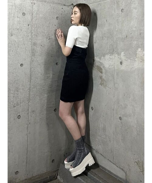 MURUA（ムルーア）の「ハーフスリーブタイトリブニット（ニット/セーター・レディース・ホワイト/ブラック/ブルー・FREE）」の15枚目の写真