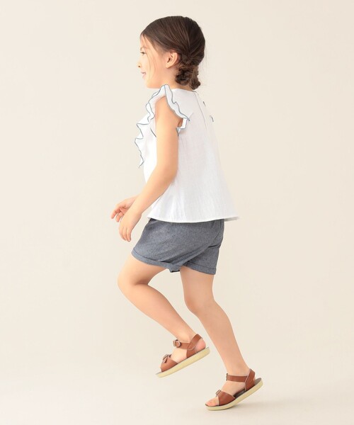 BEAMS mini(ビームスミニ)の「BEAMS mini / 刺繍 フレアスリーブ セットアップ 24SS(90~150cm)(シャツ/ブラウス・キッズ・オフホワイト/レッド系その他2・100/150/140/130/120/110/90)」の4枚目の写真