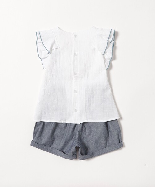 BEAMS mini(ビームスミニ)の「BEAMS mini / 刺繍 フレアスリーブ セットアップ 24SS(90~150cm)(シャツ/ブラウス・キッズ・オフホワイト/レッド系その他2・100/150/140/130/120/110/90)」の10枚目の写真