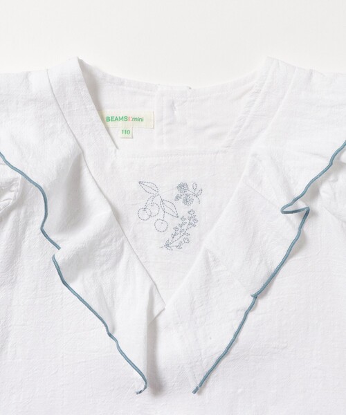 BEAMS mini(ビームスミニ)の「BEAMS mini / 刺繍 フレアスリーブ セットアップ 24SS(90~150cm)(シャツ/ブラウス・キッズ・オフホワイト/レッド系その他2・100/150/140/130/120/110/90)」の12枚目の写真