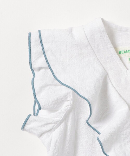 BEAMS mini(ビームスミニ)の「BEAMS mini / 刺繍 フレアスリーブ セットアップ 24SS(90~150cm)(シャツ/ブラウス・キッズ・オフホワイト/レッド系その他2・100/150/140/130/120/110/90)」の13枚目の写真