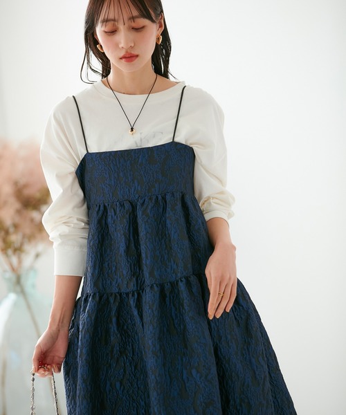 セール】【VISDRESS】ふくれジャガードフレアワンピース【洗える