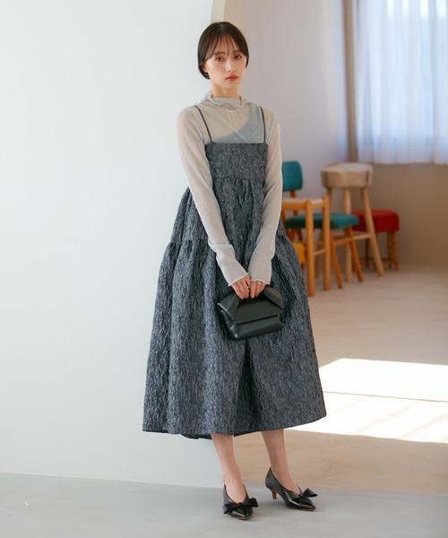 VIS(ビス)の「【VISDRESS】ふくれジャガードフレアワンピース【洗える】(ワンピース・レディース・グレー/ブルー系その他・FREE)」の7枚目の写真