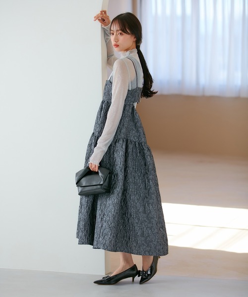 セール】【VISDRESS】ふくれジャガードフレアワンピース【洗える