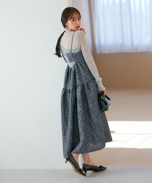 VIS(ビス)の「【VISDRESS】ふくれジャガードフレアワンピース【洗える】(ワンピース・レディース・グレー/ブルー系その他・FREE)」の9枚目の写真