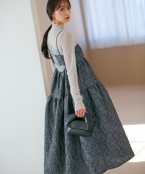 VIS(ビス)の「【VISDRESS】ふくれジャガードフレアワンピース【洗える】(ワンピース・レディース・グレー/ブルー系その他・FREE)」の12枚目の写真