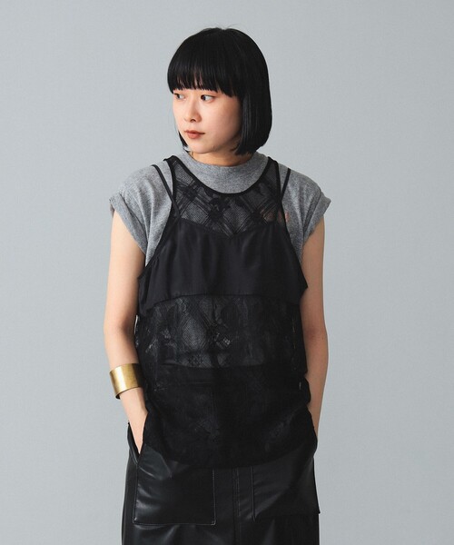 BEAMS BOY(ビームスボーイ)の「maturely / Lace Satin Layered Tank Top(タンクトップ・レディース・ブラック/ブルー系その他2・ONE SIZE)」の12枚目の写真