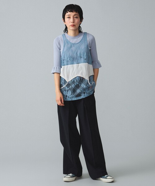BEAMS BOY(ビームスボーイ)の「maturely / Lace Satin Layered Tank Top(タンクトップ・レディース・ブラック/ブルー系その他2・ONE SIZE)」の17枚目の写真