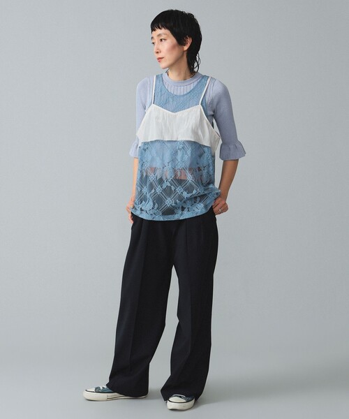 BEAMS BOY(ビームスボーイ)の「maturely / Lace Satin Layered Tank Top(タンクトップ・レディース・ブラック/ブルー系その他2・ONE SIZE)」の10枚目の写真