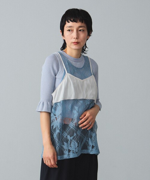 BEAMS BOY(ビームスボーイ)の「maturely / Lace Satin Layered Tank Top(タンクトップ・レディース・ブラック/ブルー系その他2・ONE SIZE)」の6枚目の写真