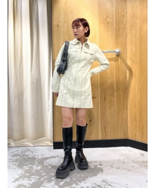 SLY（スライ）の「FRONT ZIP DENIM DETAIL S/OP フロント ジップ