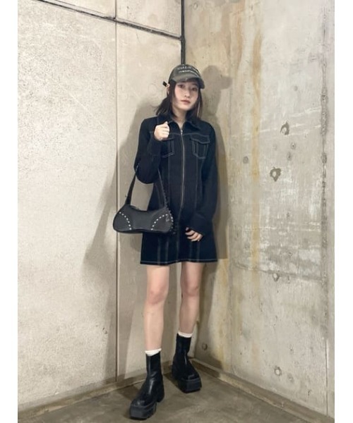 SLY FRONT ZIP DENIM フロントジップデニム　ブルゾン SLY デニムジャケット gジャン 「セットアップ可」FRONT ZIP
