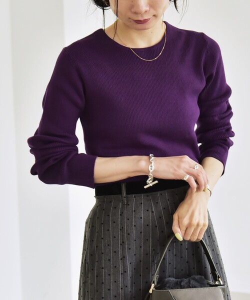 極美品✨上質 HYKE クルーネック　パフスリーブ　コットンリブニット セーター 0431334182344cl_05?$VS_1500$