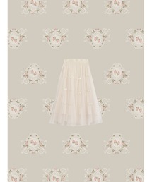 2WAY 裏返し可能 Lace Stitching 2way Ribbon Knit Skirt リボンステッチチュールスカート