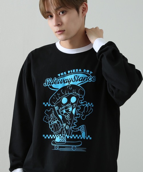 SIDEWAY STANCE(サイドウェイスタンス)の「【SIDEWAY STANCE】プリント 長袖 リンガーTシャツ(Tシャツ/カットソー・メンズ・ブラック/ホワイト系/ホワイト/ブラック系・MEDIUM/LARGE/X-LARGE)」の4枚目の写真