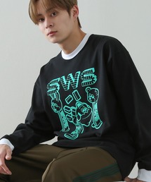 【SIDEWAY STANCE】プリント 長袖 リンガーTシャツ