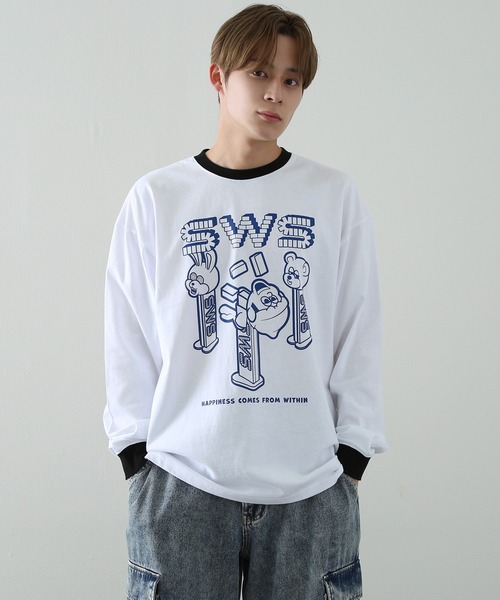 SIDEWAY STANCE(サイドウェイスタンス)の「【SIDEWAY STANCE】プリント 長袖 リンガーTシャツ(Tシャツ/カットソー・メンズ・ブラック/ホワイト系/ホワイト/ブラック系・MEDIUM/LARGE/X-LARGE)」の5枚目の写真