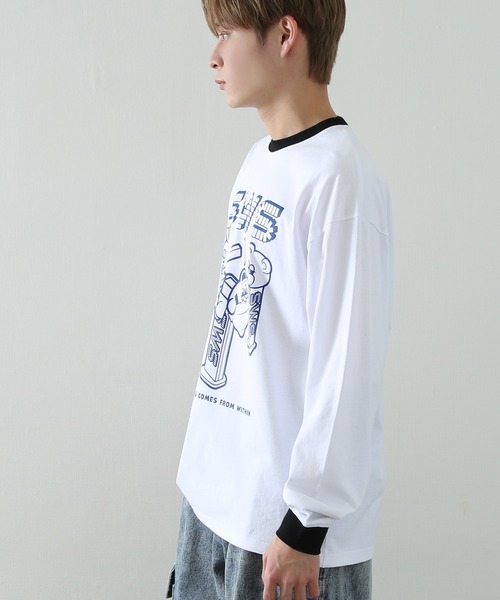 SIDEWAY STANCE(サイドウェイスタンス)の「【SIDEWAY STANCE】プリント 長袖 リンガーTシャツ(Tシャツ/カットソー・メンズ・ブラック/ホワイト系/ホワイト/ブラック系・MEDIUM/LARGE/X-LARGE)」の6枚目の写真