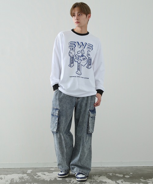 SIDEWAY STANCE(サイドウェイスタンス)の「【SIDEWAY STANCE】プリント 長袖 リンガーTシャツ(Tシャツ/カットソー・メンズ・ブラック/ホワイト系/ホワイト/ブラック系・MEDIUM/LARGE/X-LARGE)」の10枚目の写真