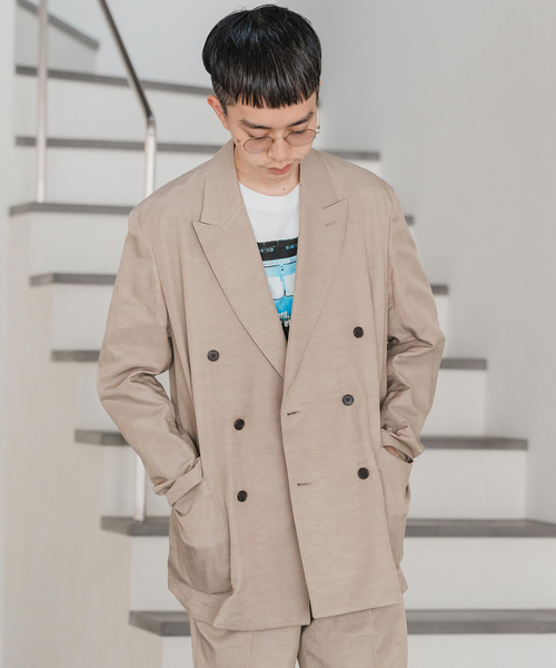 EDIFICE（エディフィス）の「キュプラ/コットン/リネン ツイル ダブルブレストジャケット（テーラードジャケット・メンズ・ブラウン/ネイビー・SMALL/MEDIUM/LARGE）」の6枚目の写真