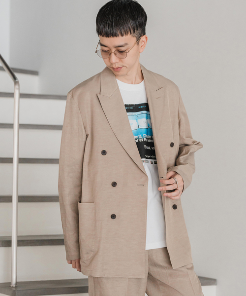 EDIFICE（エディフィス）の「キュプラ/コットン/リネン ツイル ダブルブレストジャケット（テーラードジャケット・メンズ・ブラウン/ネイビー・SMALL/MEDIUM/LARGE）」の8枚目の写真