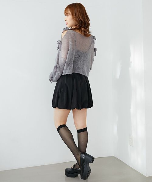 MAJESTIC LEGON（マジェスティックレゴン）の「リボン肩あきメッシュニット（ニット/セーター・レディース・チャコールグレー/ピンク/イエロー/アイボリー・MEDIUM）」の17枚目の写真