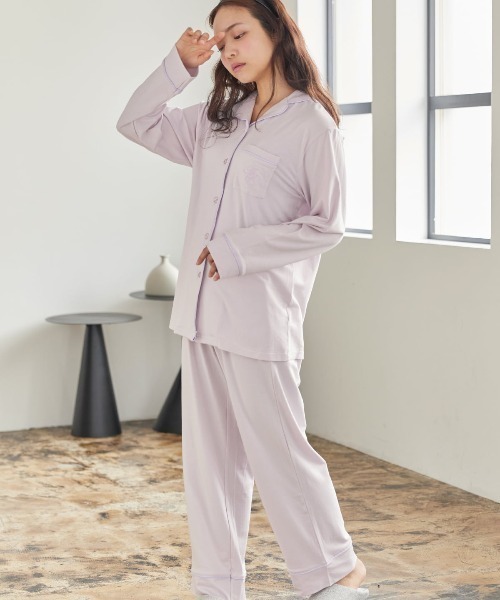 温度調整]いつでも快適温度前開き長袖パジャマ（ルームウェア/パジャマ