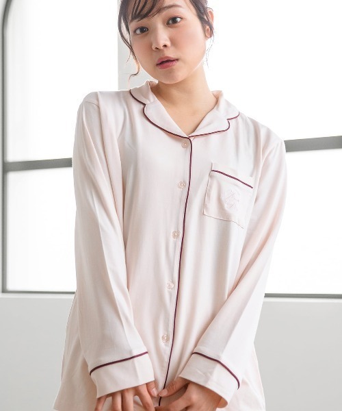 tutuanna（チュチュアンナ）の「[温度調整]いつでも快適温度前開き長袖パジャマ（ルームウェア/パジャマ・レディース・ラベンダー/ネイビー/オフホワイト/ピンク/グリーン系その他3・M/S/L）」の8枚目の写真