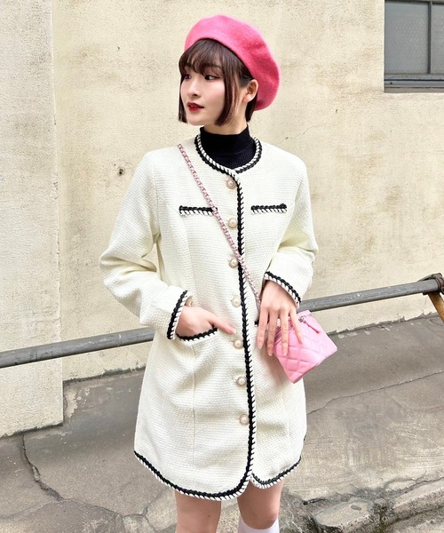 Narcissus(ナルシス)の「【Narcissus】ツイードワンピース(ワンピース・レディース・ブラック/ホワイト・FREE)」の2枚目の写真