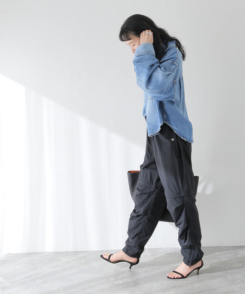 JANE SMITH / JOHN SMITH（ジェーンスミスジョンスミス）の「【JANE SMITH/ジェーンスミス】NYLON TASLAN REMOVAL CARGO PT：カーゴパンツ（カーゴパンツ・レディース・ベージュ/ブラック・SMALL/MEDIUM）」の5枚目の写真