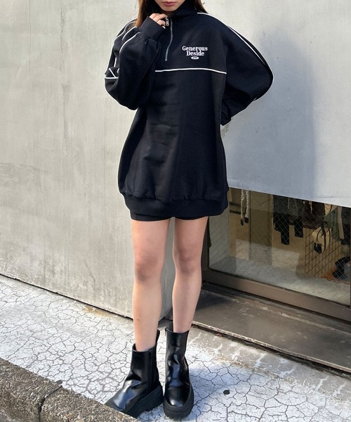 INGNI(イング)の「ハーフZIP袖パイピングチュニック(スウェット・レディース・オートミール/ブラック/ライトブルー/オフホワイト・M)」の14枚目の写真