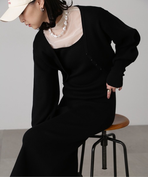 FREE'S MART（フリーズマート）の「［セットアップ対応］リブニットカーディガン（カーディガン/ボレロ・レディース・ライトグリーン/ベージュ/ブラック・FREE）」の5枚目の写真