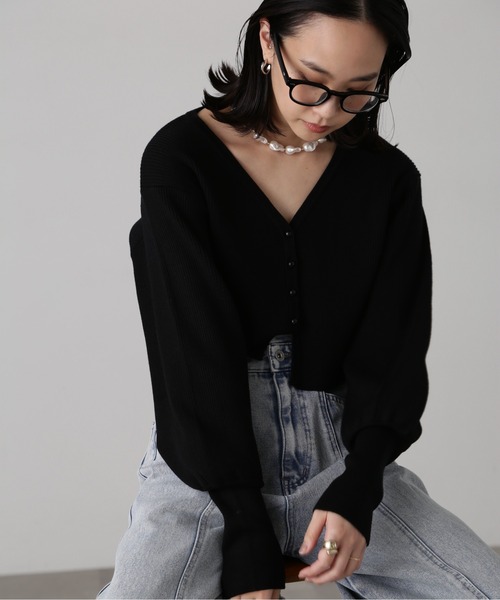 FREE'S MART（フリーズマート）の「［セットアップ対応］リブニットカーディガン（カーディガン/ボレロ・レディース・ライトグリーン/ベージュ/ブラック・FREE）」の6枚目の写真