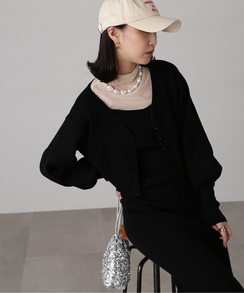 FREE'S MART（フリーズマート）の「［セットアップ対応］リブニットカーディガン（カーディガン/ボレロ・レディース・ライトグリーン/ベージュ/ブラック・FREE）」の10枚目の写真