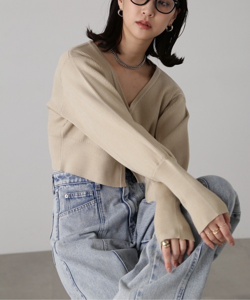 FREE'S MART（フリーズマート）の「［セットアップ対応］リブニットカーディガン（カーディガン/ボレロ・レディース・ライトグリーン/ベージュ/ブラック・FREE）」の15枚目の写真