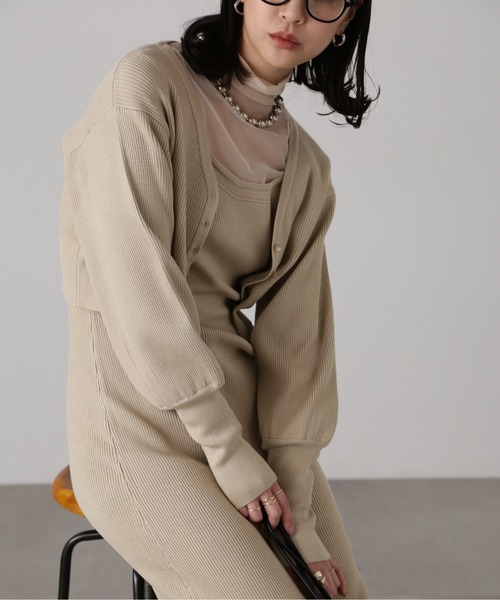 FREE'S MART（フリーズマート）の「［セットアップ対応］リブニットカーディガン（カーディガン/ボレロ・レディース・ライトグリーン/ベージュ/ブラック・FREE）」の17枚目の写真