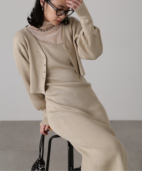 FREE'S MART（フリーズマート）の「［セットアップ対応］リブニットカーディガン（カーディガン/ボレロ・レディース・ライトグリーン/ベージュ/ブラック・FREE）」の18枚目の写真