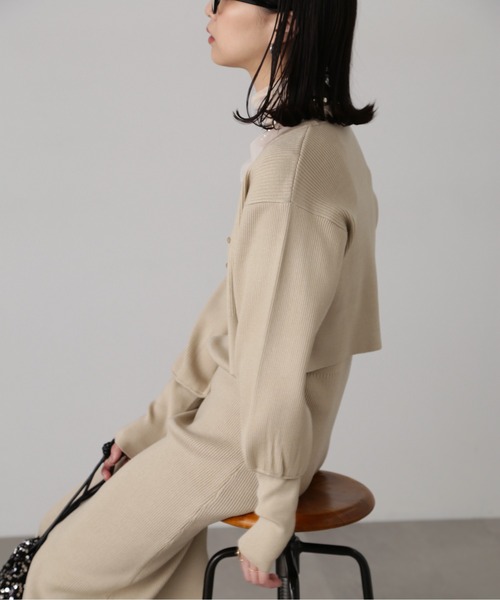 FREE'S MART（フリーズマート）の「［セットアップ対応］リブニットカーディガン（カーディガン/ボレロ・レディース・ライトグリーン/ベージュ/ブラック・FREE）」の22枚目の写真