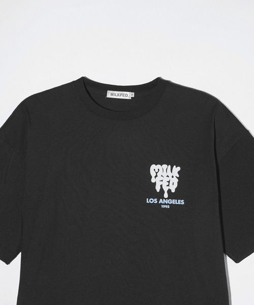 MILKFED.(ミルクフェド)の「ハート×ロゴグラフィックでガーリーストリートに。MELT LOGO WIDE S/S TEE(Tシャツ/カットソー・レディース・ブラック/ライトピンク/ホワイト・M/L)」の6枚目の写真