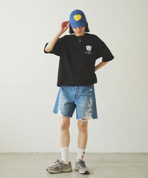 MILKFED.(ミルクフェド)の「ハート×ロゴグラフィックでガーリーストリートに。MELT LOGO WIDE S/S TEE(Tシャツ/カットソー・レディース・ブラック/ライトピンク/ホワイト・M/L)」の16枚目の写真